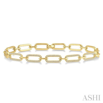 1 Ctw Round Cut Diamond Paperclip Bracelet in 14K Yellow Gold